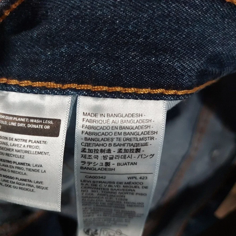 Levis 505 Regular Jeans Mens 46x28 Blue Dark Wash Straight 100% Cotton Denim